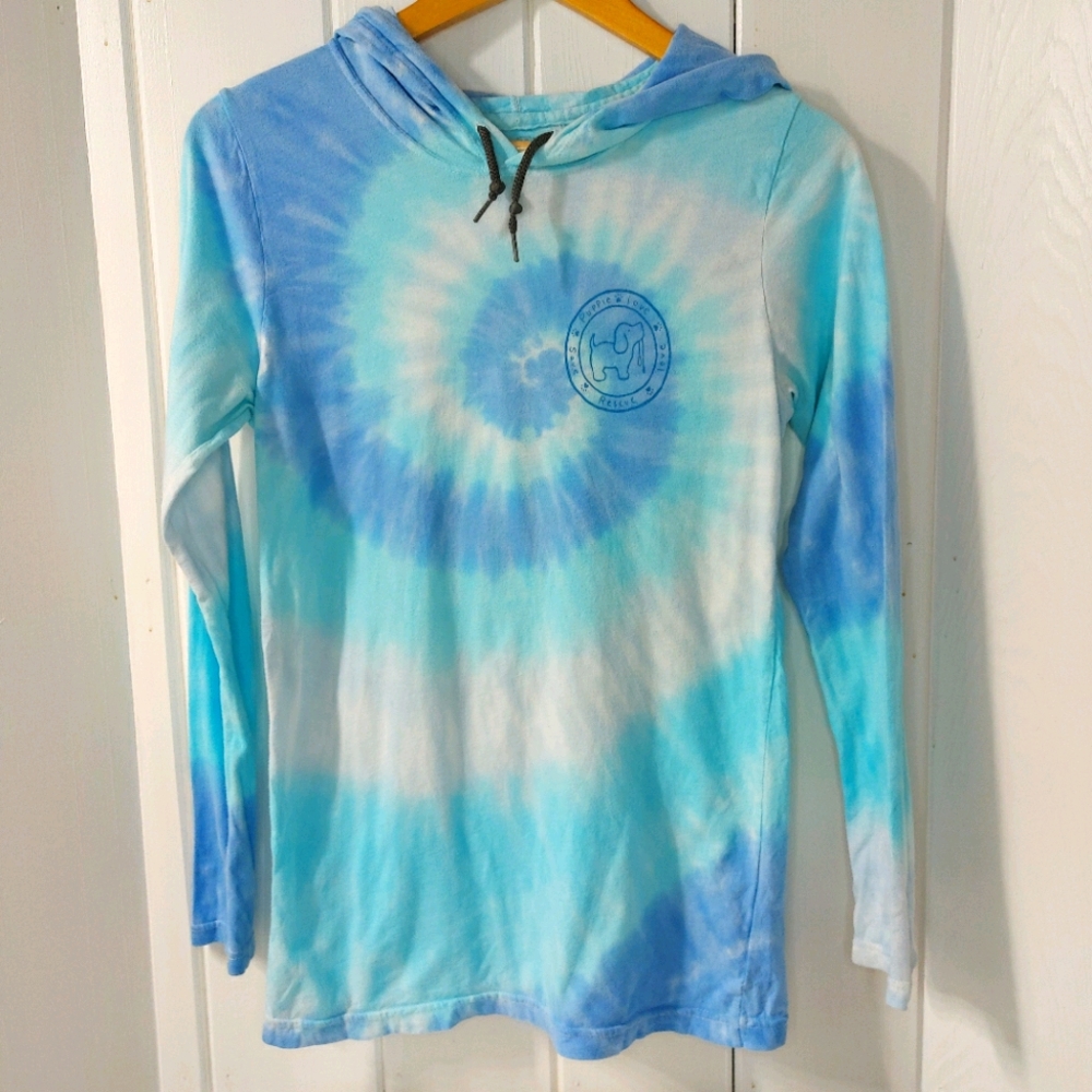 Puppy Love Blue Tie Dye Hoodie Sz Small